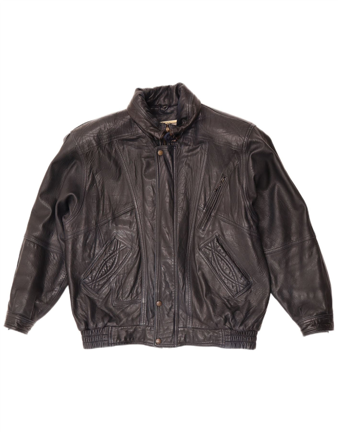 Vintage męska kurtka skórzana EU 52 XL granatowa skóra