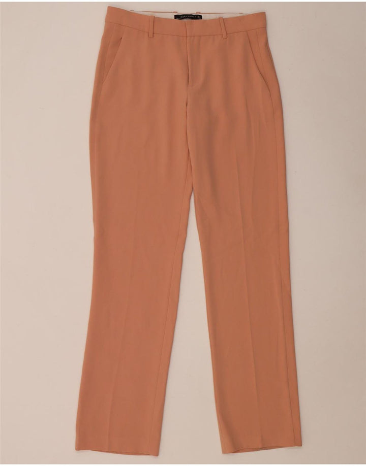 Damskie proste spodnie chino Zara, średnie W28 L34, różowy poliester