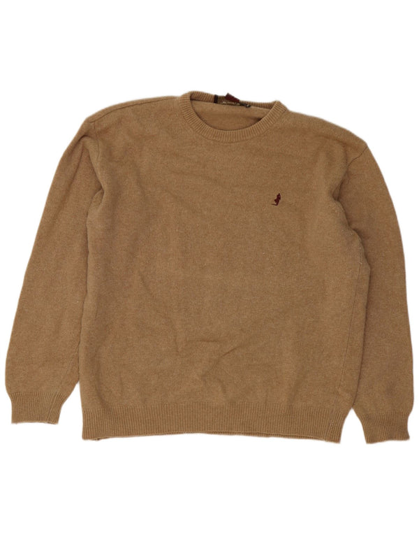 Marlboro Classics Męski sweter z okrągłym dekoltem 2XL Brązowa wełna