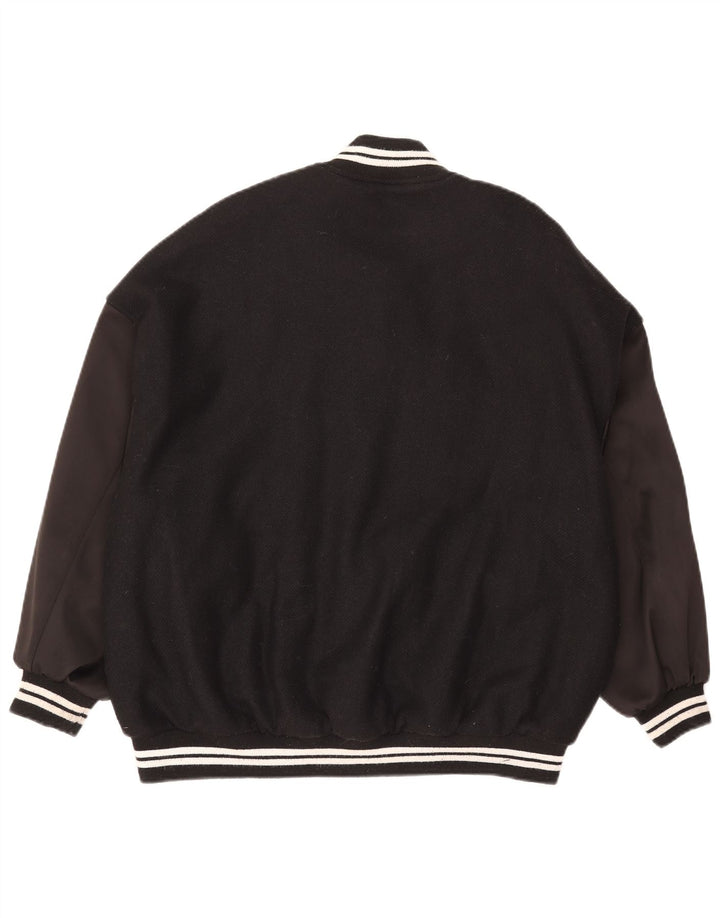 Damska kurtka typu oversize Varsity ZARA UK 6 XS, czarna, wełniana w bloki kolorów