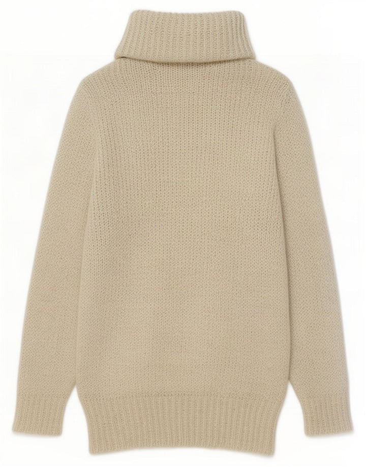 Fiorucci Damski sweter z wywijanym dekoltem EU 40 Średni biały retro