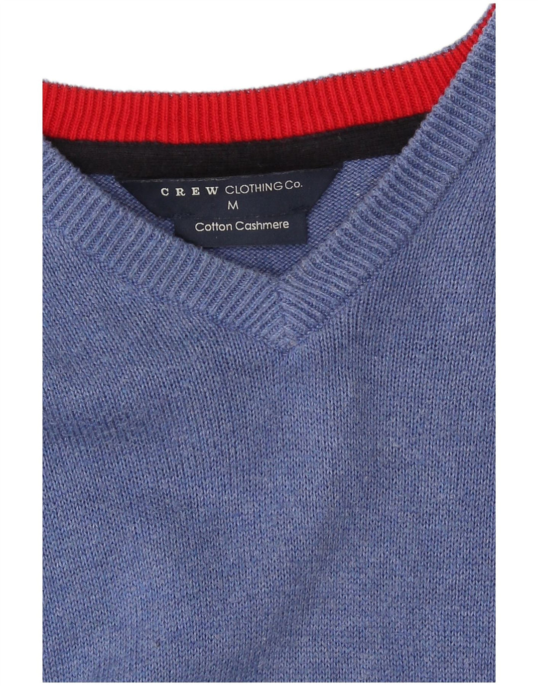 Crew Clothing Męski sweter z dekoltem w kształcie litery V, średnioniebieski, bawełniany