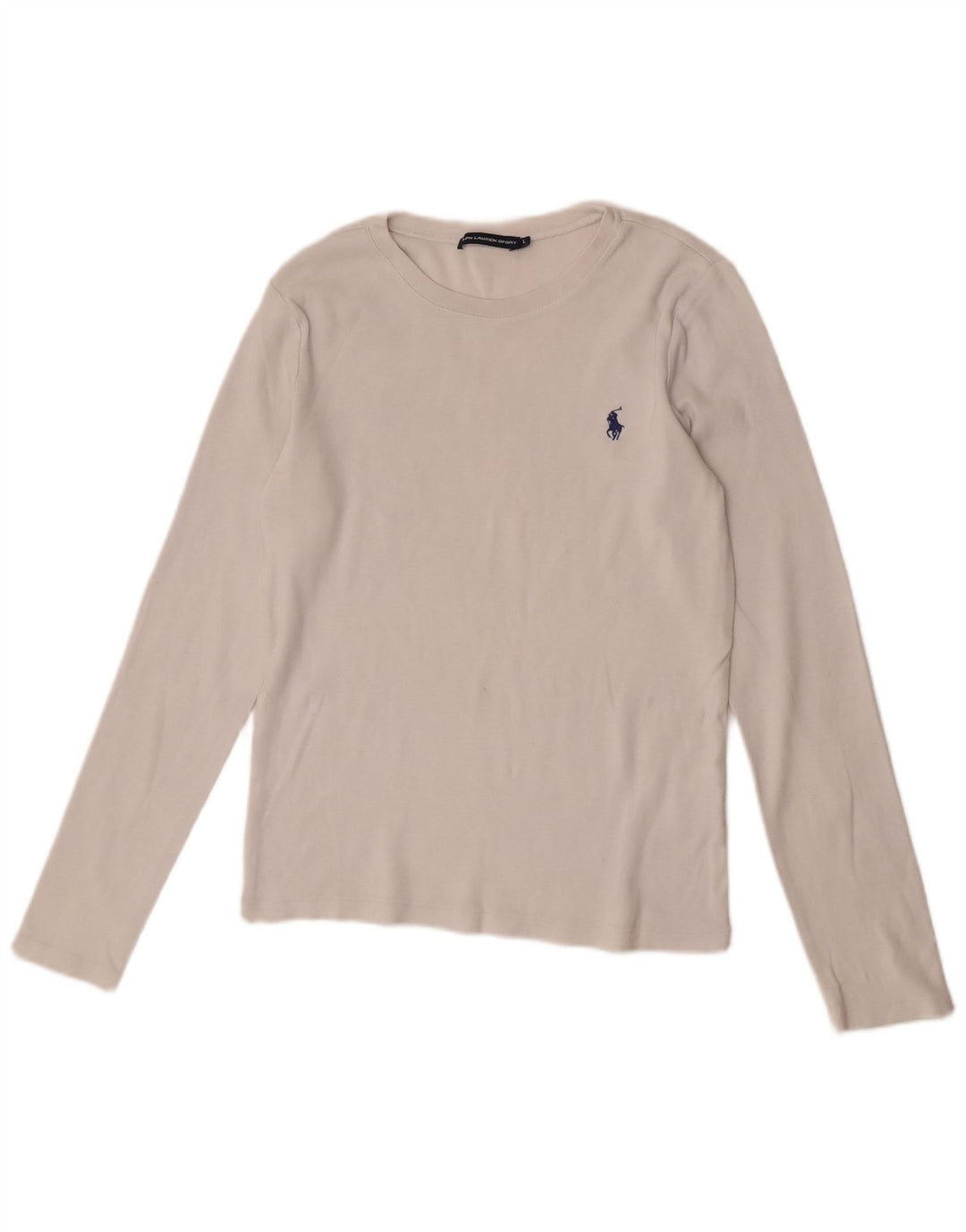 Damski top Ralph Lauren z długim rękawem, UK 14, duży, biały, bawełniany