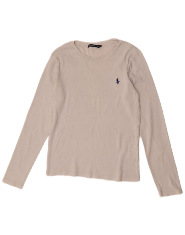 Damski top Ralph Lauren z długim rękawem, UK 14, duży, biały, bawełniany