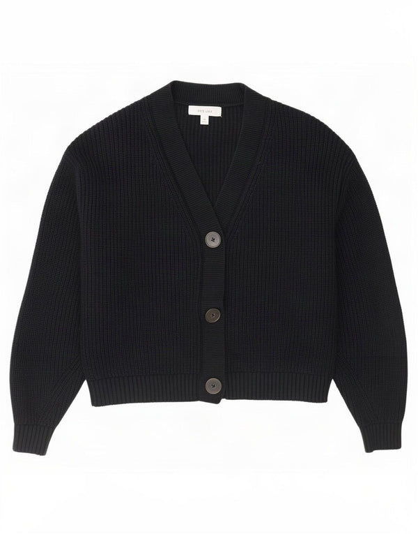 Marks & Spencer Damski sweter typu Crop Cardigan UK 14, średni czarny, bawełniany