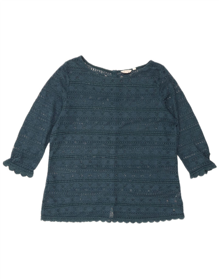 Koronkowa bluzka damska FAT FACE z rękawem 3/4 UK 14, duża, zielona, bawełniana w kwiaty