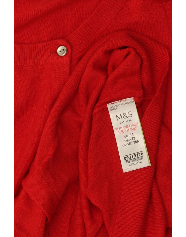 Marks & Spencer Damski sweter kardigan UK 14, duża, czerwona wiskoza