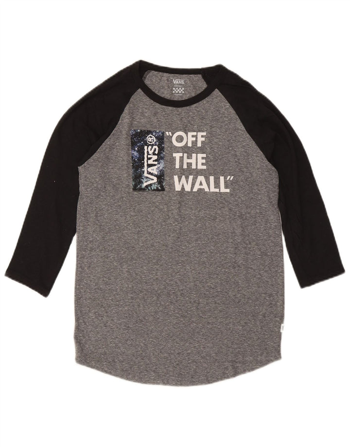 Damski top VANS z grafiką, rękawem 3/4, UK 10, mały, szary, z blokami kolorów