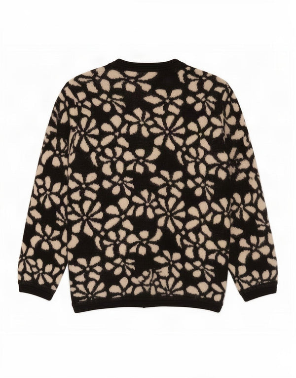 Sweter damski w stylu vintage, UK 14, średni czarny, z wełną w kwiaty