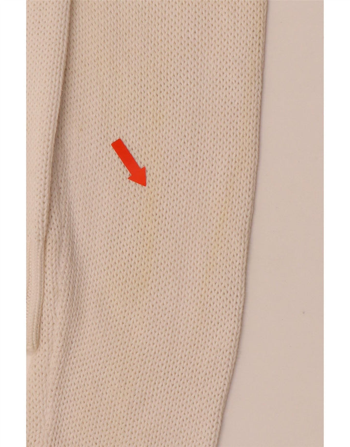 ARMANI JEANS Damski sweter z dekoltem w kształcie litery V, UK 16, duży, biały, bawełniany