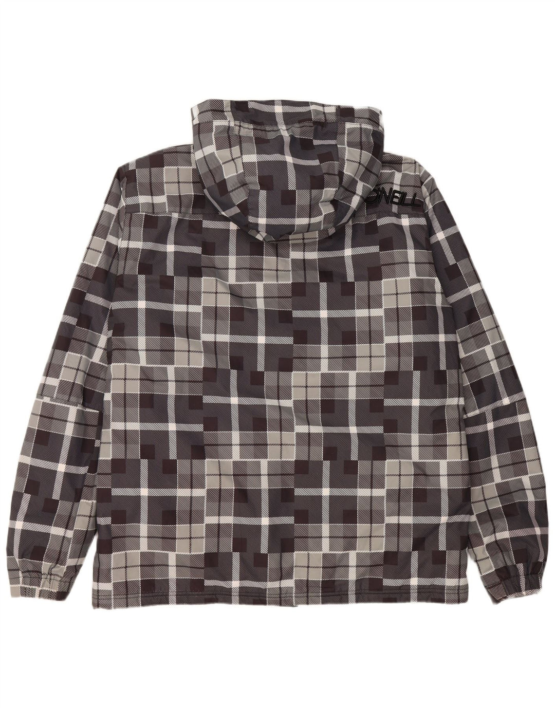 Męska kurtka wiatrówka z kapturem O'NEILL UK 40, duża, szara, geometryczna