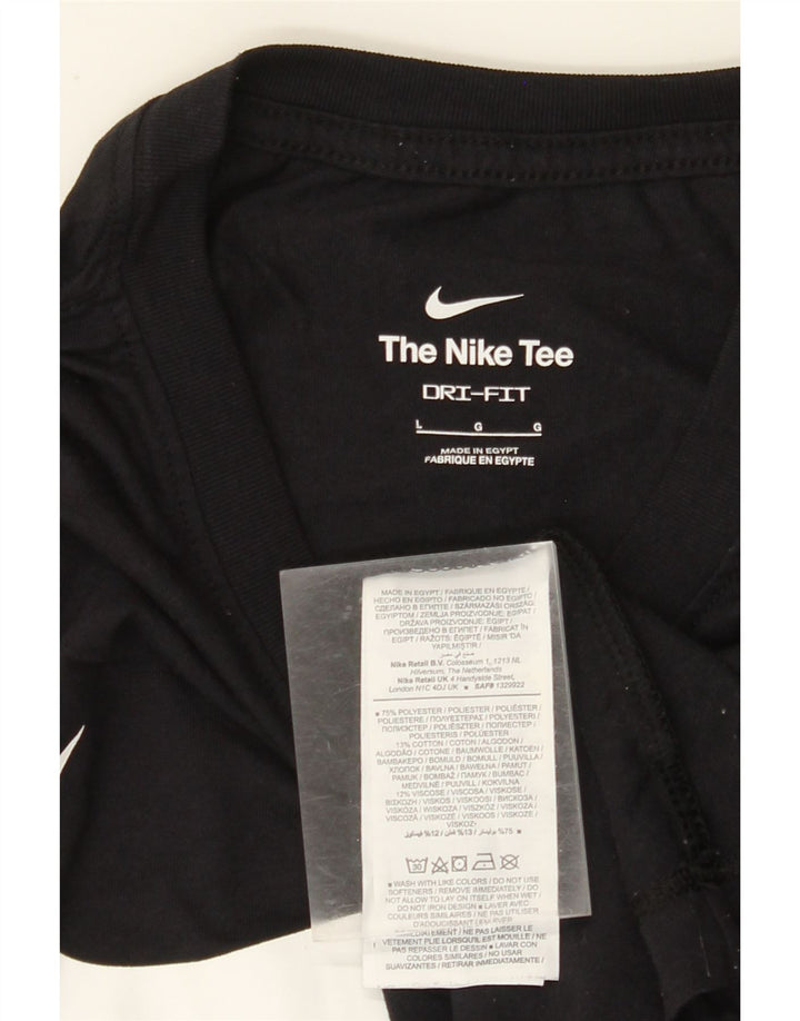 Męski T-shirt NIKE Dri Fit z grafiką, duży, czarny, bawełniany