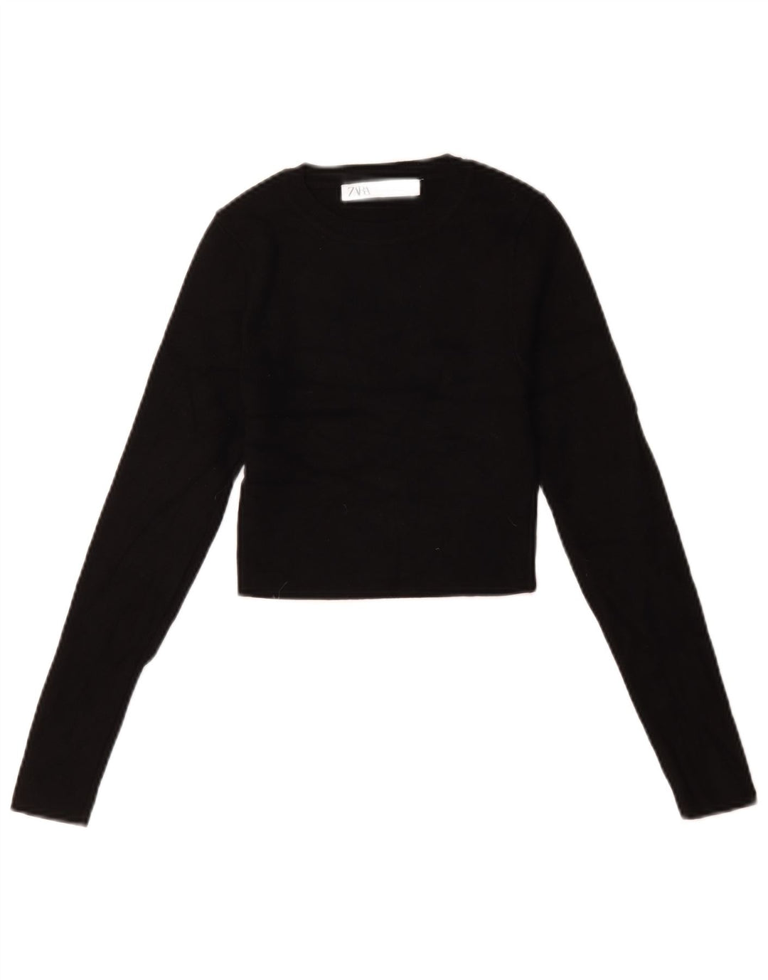 Damski krótki top oversize Zara z długim rękawem UK 10 Small, czarna wiskoza