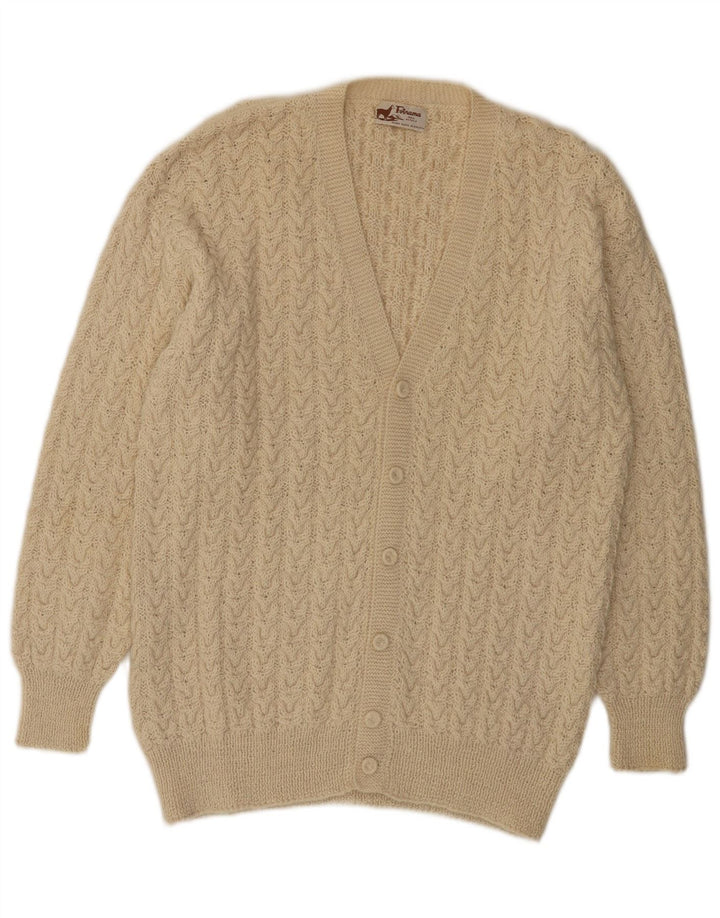 Sweter męski w stylu vintage, średni, biała wełna z alpaki