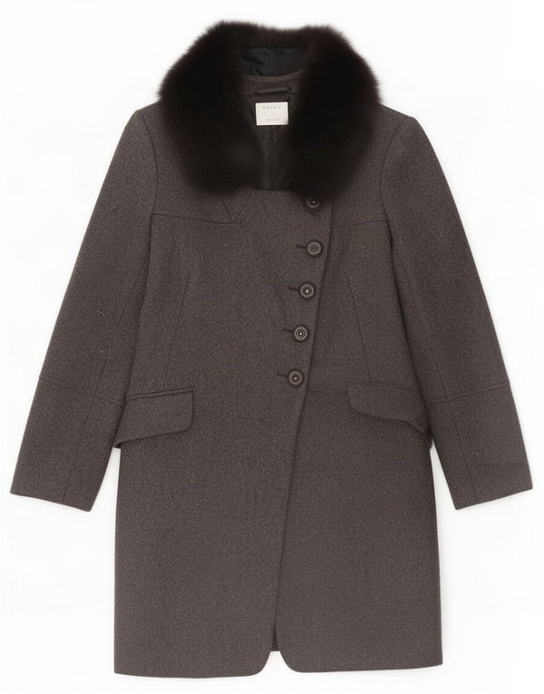 Płaszcz damski w stylu vintage IT 46, duży, szary, wełniany