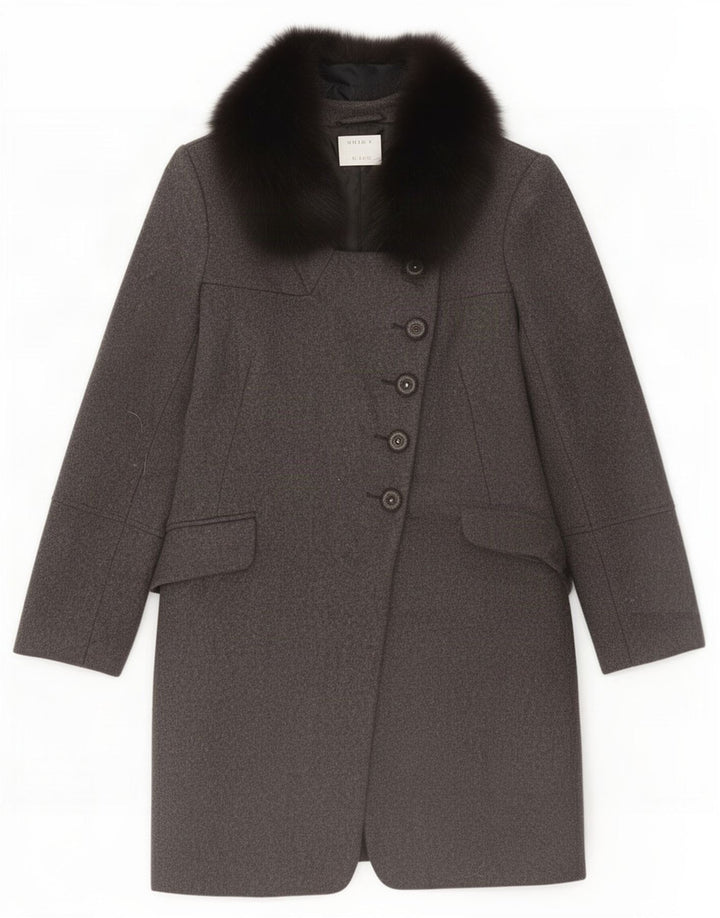 Płaszcz damski w stylu vintage IT 46, duży, szary, wełniany