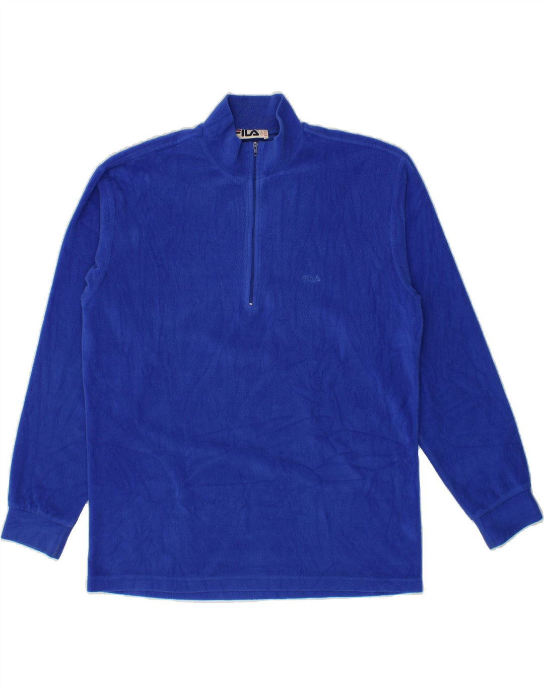 FILA Mens Zip Neck Fleece Jumper Large Blue Polyester Vintage Fila and Second-Hand Fila from Messina Hembry 
