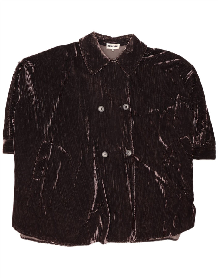 MIMMINA Womens Velvet Double Breasted Poncho Coat IT 46 Large Black