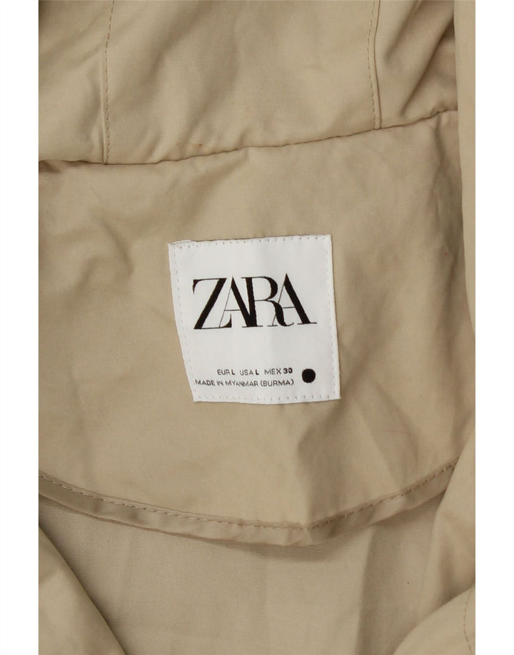Damska kurtka parka oversize z kapturem Zara UK 16, duża, beżowa