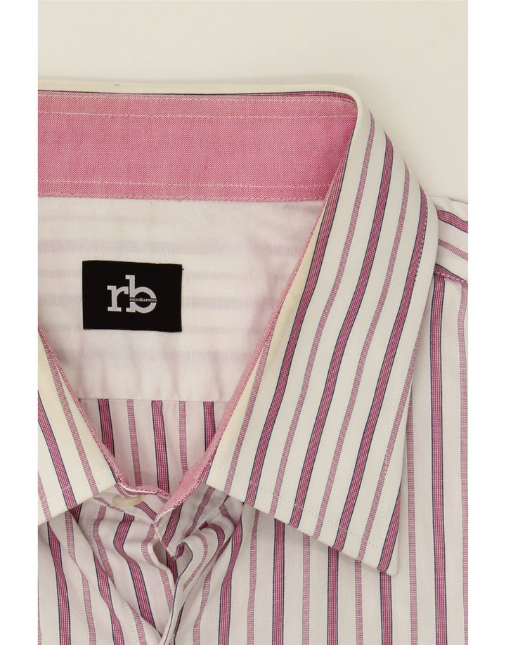 ROCCOBAROCCO Mens Shirt Size 45 18 2XL Pink Pinstripe Vintage Roccobarocco and Second-Hand Roccobarocco from Messina Hembry 