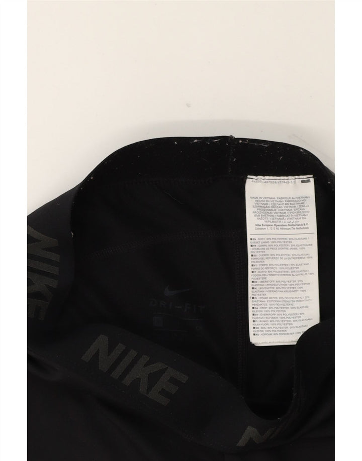 NIKE Womens Dri Fit Graphic Leggings UK 10 Small Black Polyester Vintage Nike and Second-Hand Nike from Messina Hembry 
