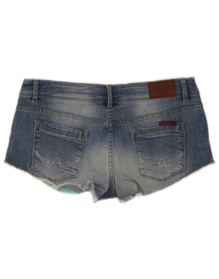 Damskie spodenki jeansowe Superdry z niskim stanem W30, średnioniebieskie, bawełniane