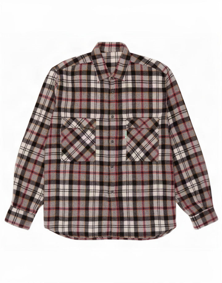 Męska koszula flanelowa w stylu vintage, duża, szara krata