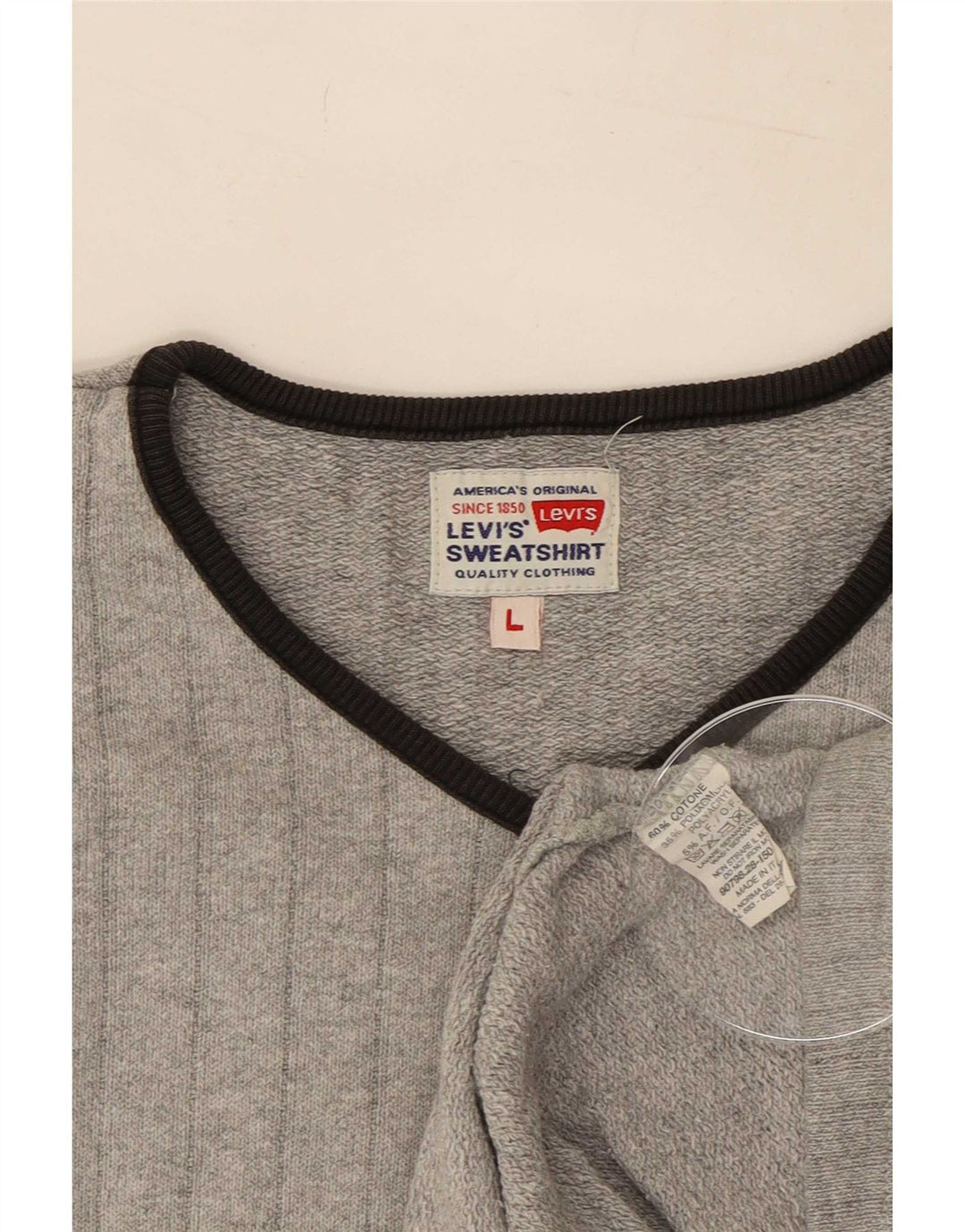Męski sweter Levi's z dekoltem w kształcie litery V, duży, szary, bawełniany