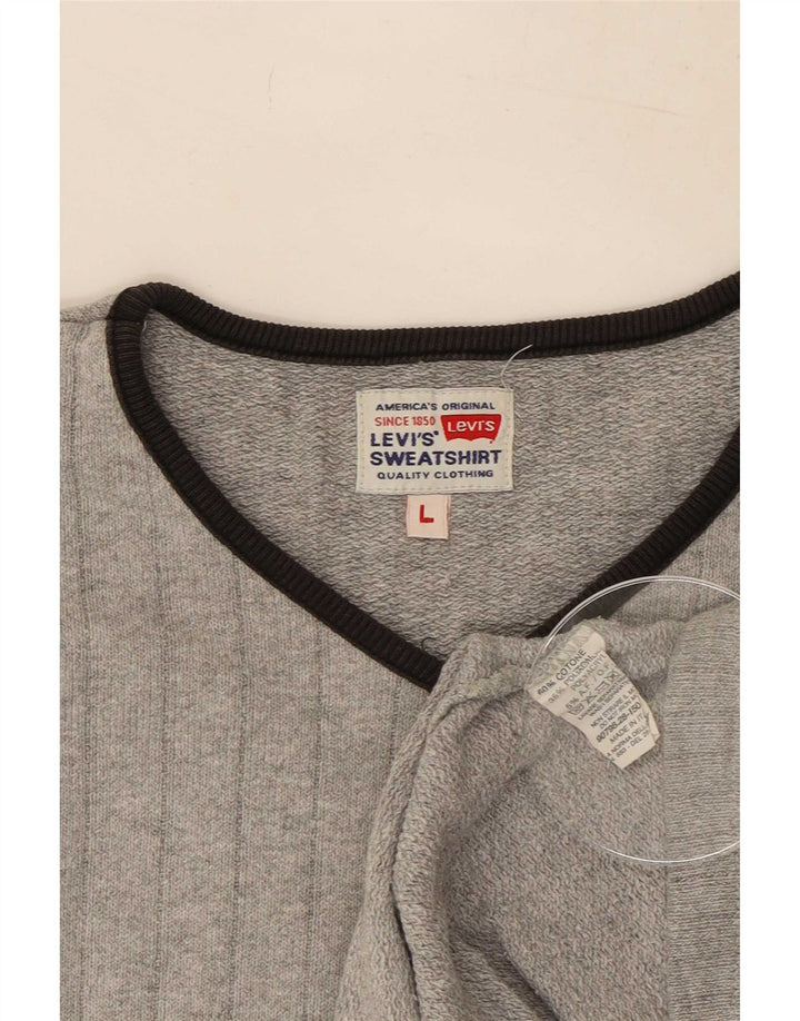 Męski sweter Levi's z dekoltem w kształcie litery V, duży, szary, bawełniany