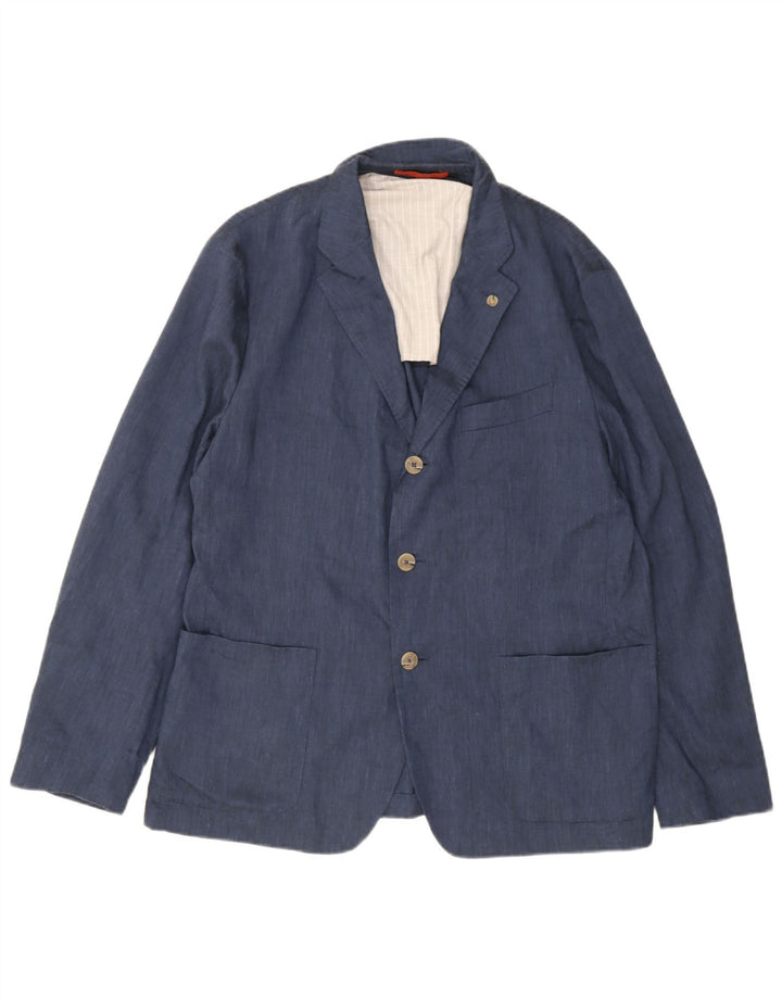 Męska marynarka zapinana na 3 guziki Ted Baker, rozmiar 6, 2XL, niebieska lniana