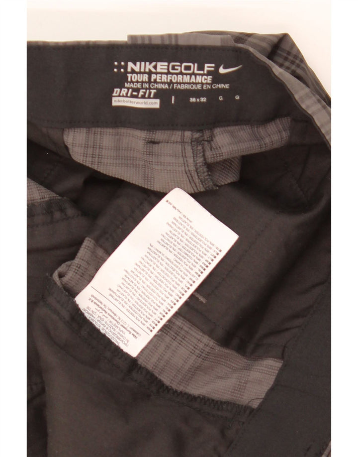Męskie spodnie typu chino NIKE Dri Fit W36 L32 Szary poliester w kratę