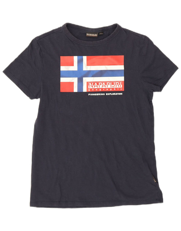 Chłopięcy T-shirt z grafiką Napapijri 13-14 lat, granatowa, bawełniana