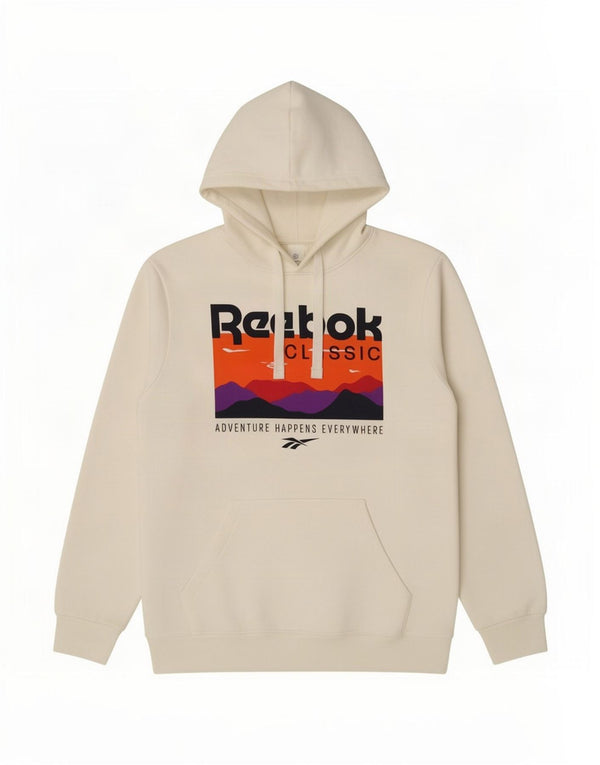 Męski sweter z kapturem Reebok z grafiką, średni, biały, bawełniany