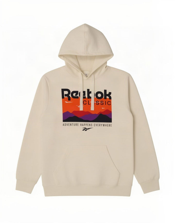 Męski sweter z kapturem Reebok z grafiką, średni, biały, bawełniany