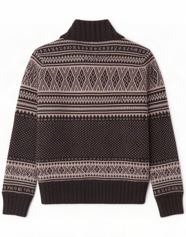 Sweter damski Kappa z szalowym dekoltem UK 14, duży, szary, geometryczny, wełniany