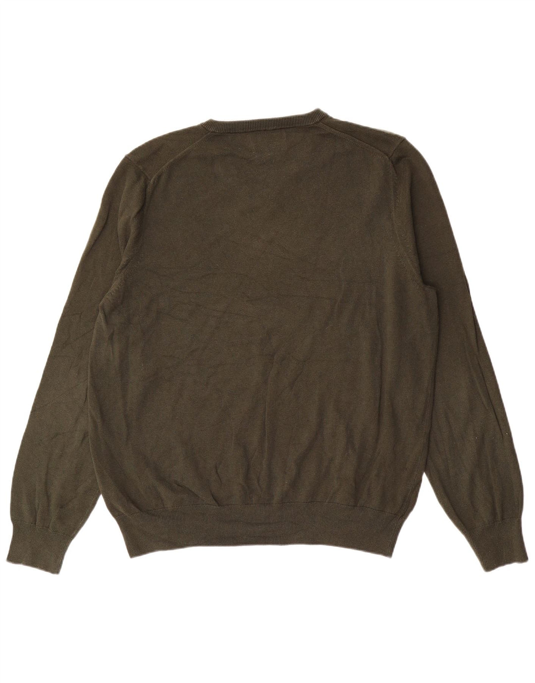 Marks & Spencer Męski sweter z dekoltem w kształcie litery V, XL, bawełniany khaki