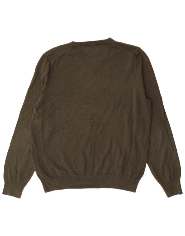 Marks & Spencer Męski sweter z dekoltem w kształcie litery V, XL, bawełniany khaki