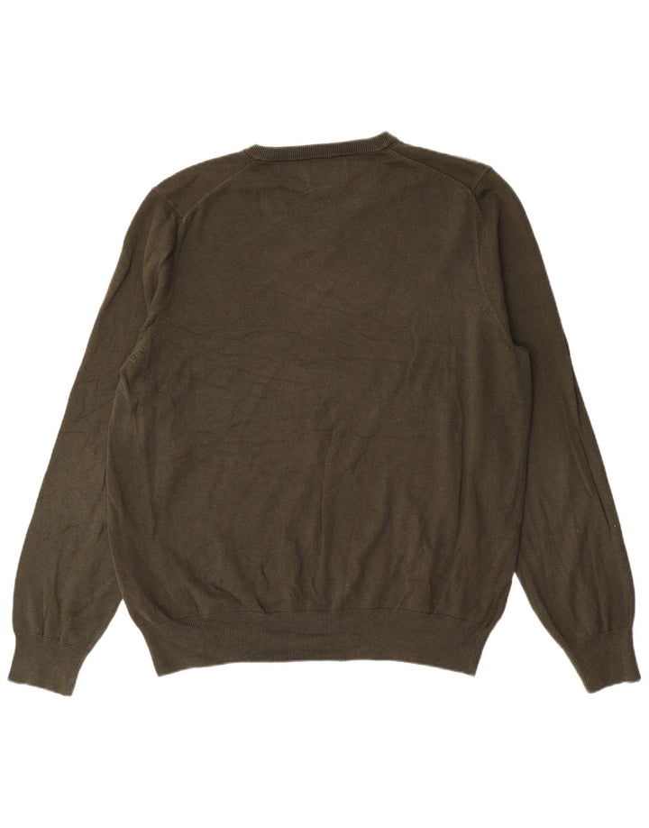 Marks & Spencer Męski sweter z dekoltem w kształcie litery V, XL, bawełniany khaki