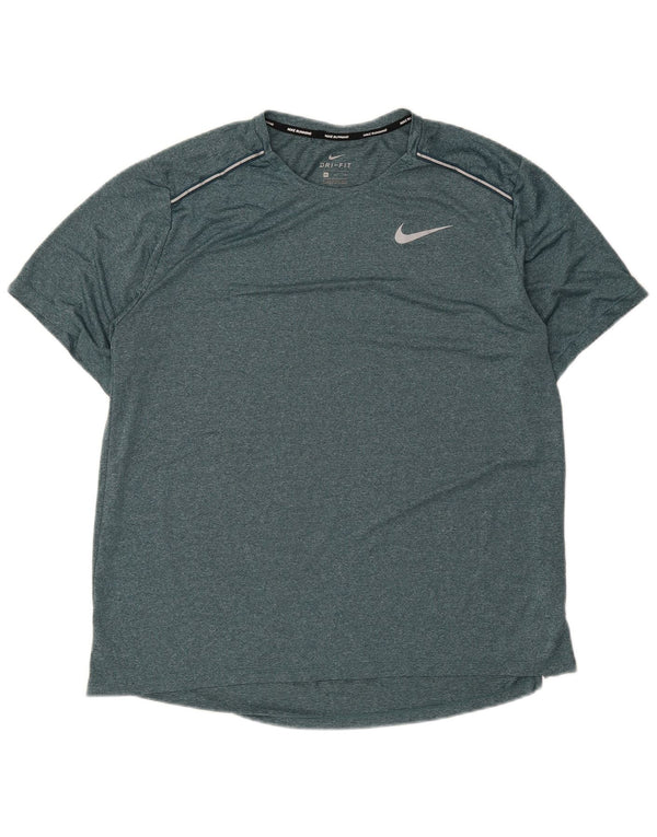 Męska koszulka do biegania Nike Top XL, zielona, nakrapiana, sportowa koszulka z poliestru
