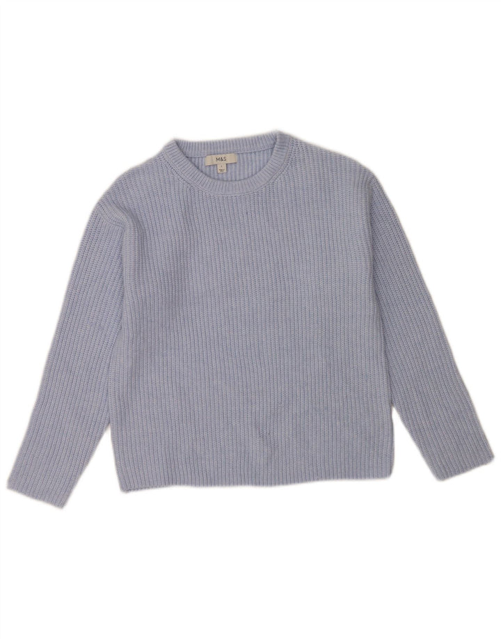 Marks & Spencer Damski sweter z dekoltem w łódkę, UK 10, mały, niebieski poliester