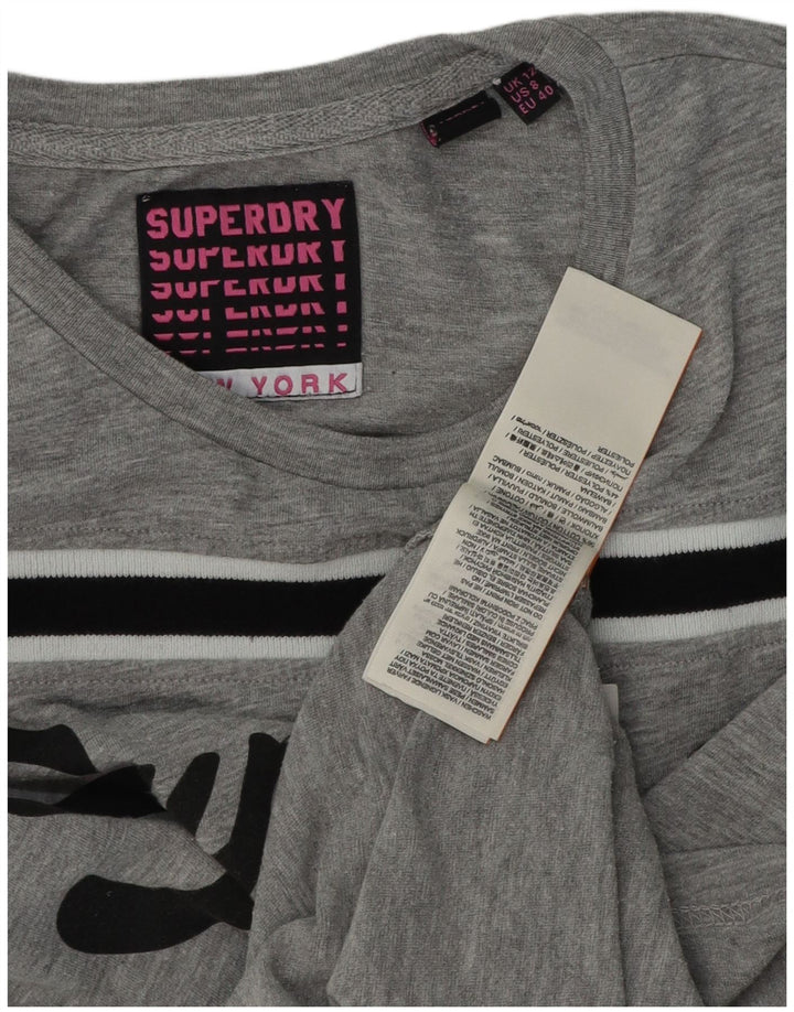 Damski T-shirt z grafiką Superdry Top UK 12, średnioszary, bawełniany