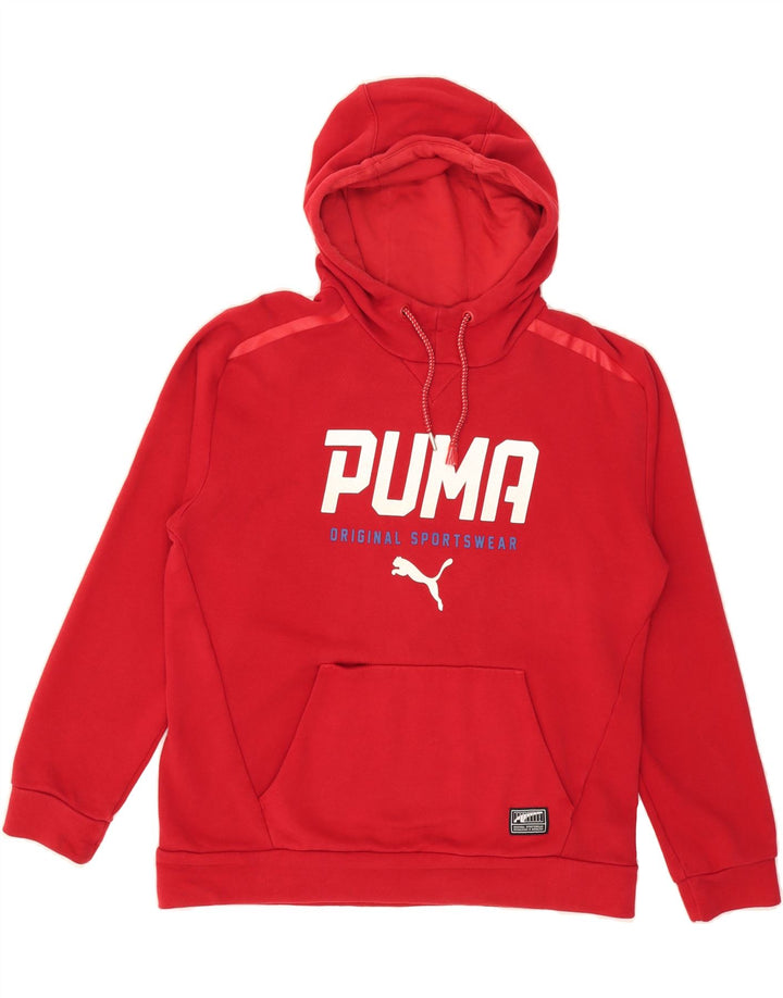 PUMA Mens Graphic Hoodie Jumper Small Red Cotton Vintage Puma and Second-Hand Puma from Messina Hembry 