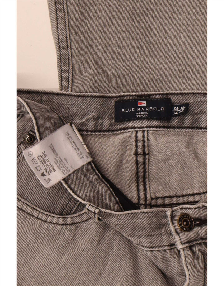 Niebieskie dżinsy Capri Marks & Spencer Męskie W34 L23 Szare bawełniane