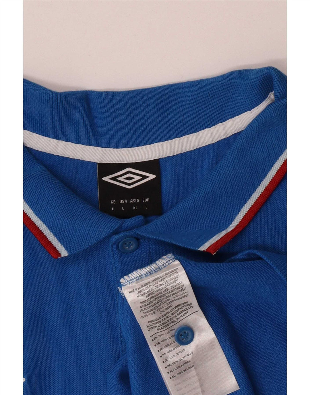 Męska koszulka polo z krótkim rękawem Umbro, duża, niebieska, bawełniana
