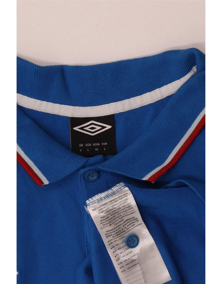 Męska koszulka polo z krótkim rękawem Umbro, duża, niebieska, bawełniana
