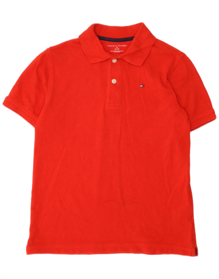 TOMMY HILFIGER Boys Polo Shirt 8-9 Years Medium  Red Cotton