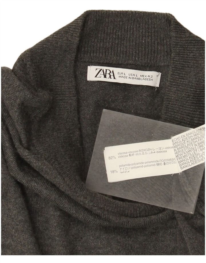 Męski sweter z golfem Zara, duży, szary, wiskoza