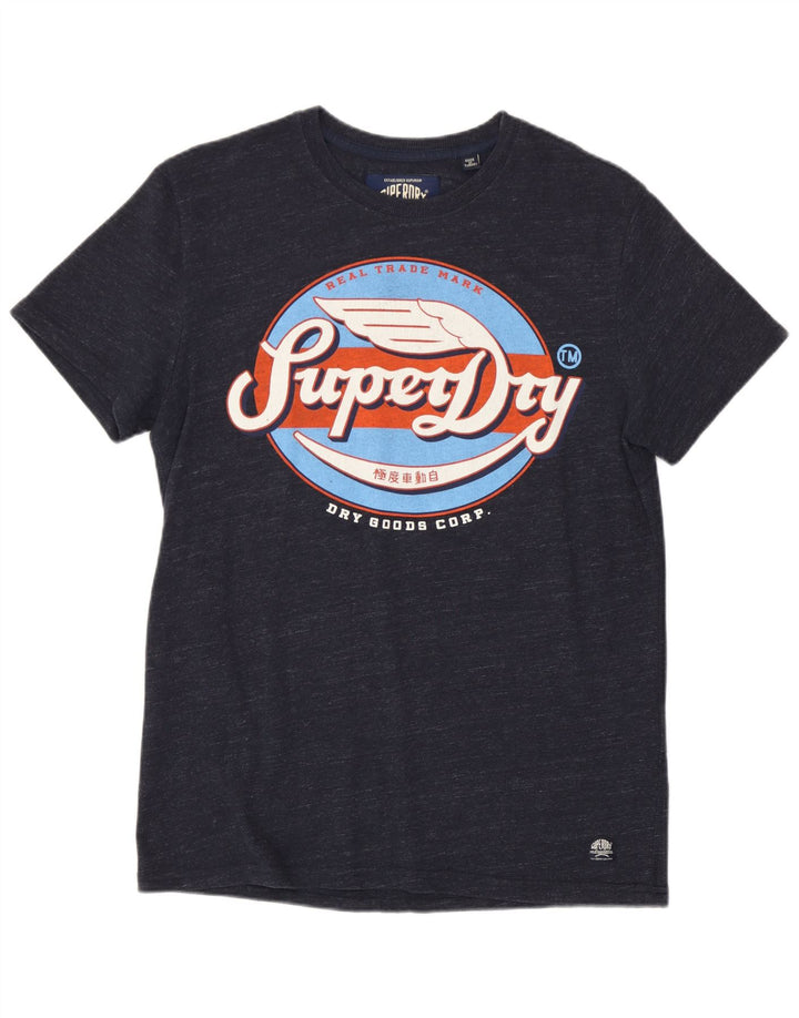 Męski T-shirt z grafiką Superdry, średni, granatowy, bawełniany