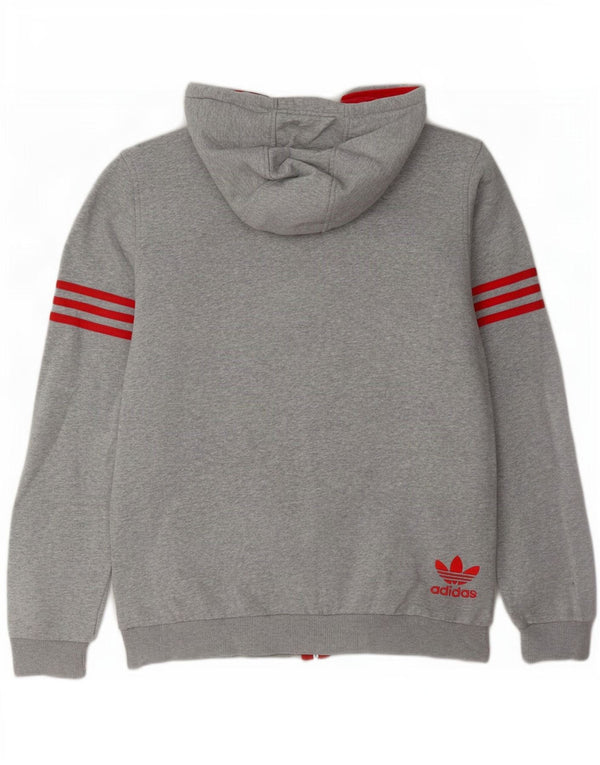 Męski sweter Adidas z grafiką i zamkiem błyskawicznym, średnioszary, bawełniany z plamkami