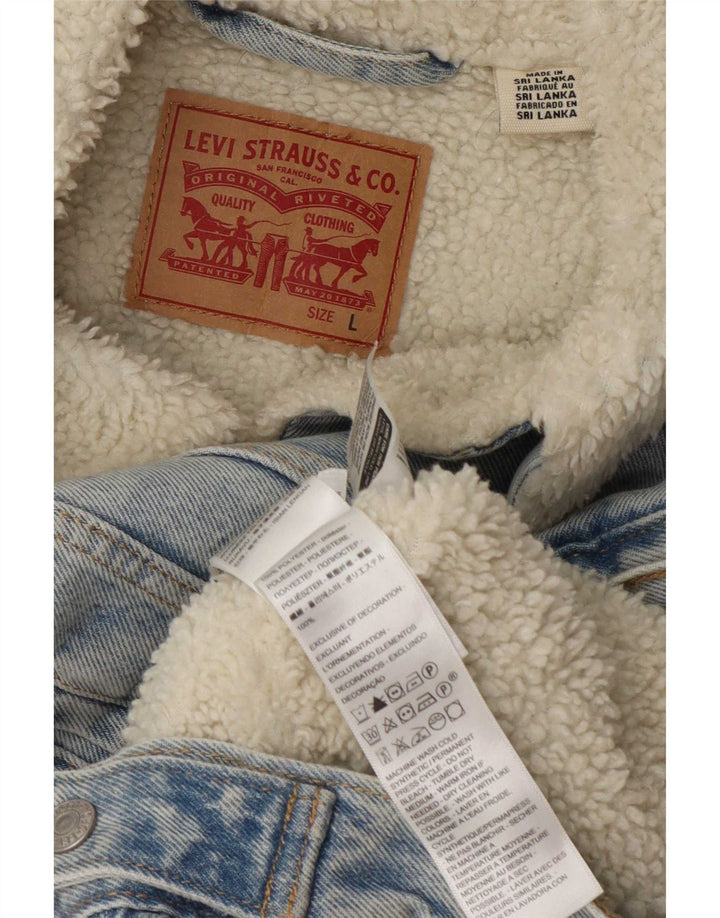 Damska kurtka dżinsowa Levi's Sherpa UK 16, duża niebieska, poliester